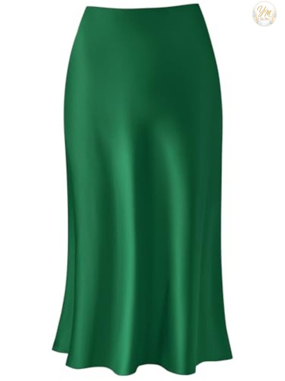 Midi Skirt High Waist A-Line Satin Elasticized Casual